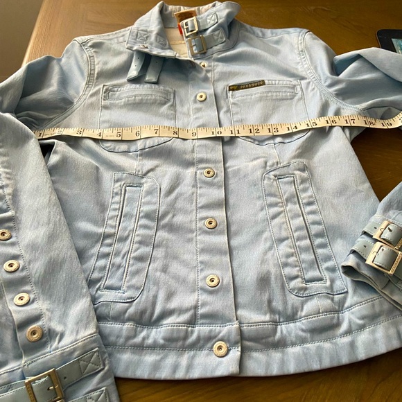 PARASUCO Baby Blue faux leather Jacket M $120 - Picture 9 of 10